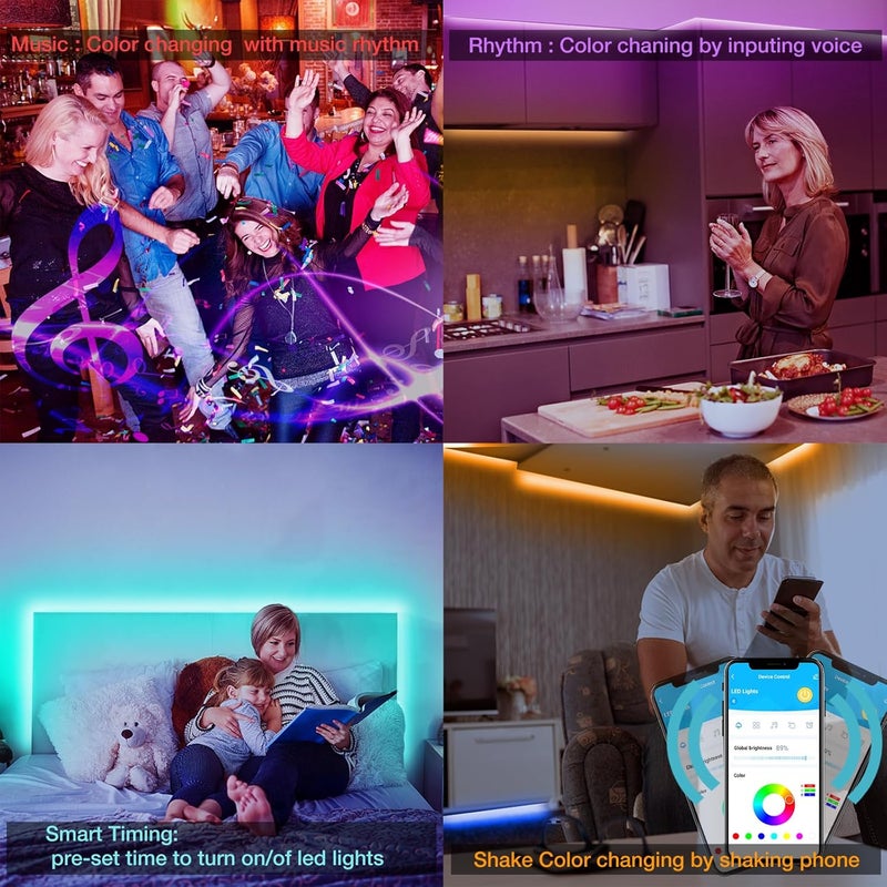 DAYBETTER Smart RGB Led Strip Lights, 50ft Led Lights for Bedroom with App Control, Multicolor Changing Led Light Strips Apply for Home Decor, Living Room, Kitchen, Home Party Decoration - Image 4